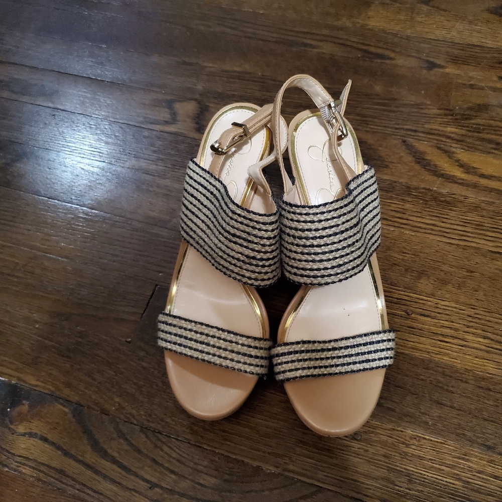 Blue/Cream Wedge Sandal